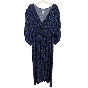 Gap Maternity Blue Floral Empire Waist Stretch Dress Size Large Photoshoot